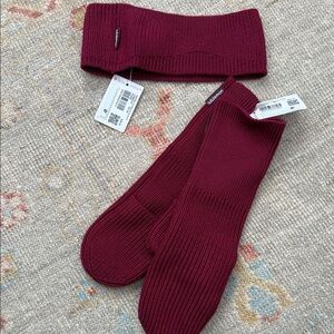 Lululemon Athletica Deep Pink Knit Gloves and Headband Set